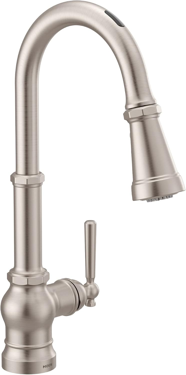 Moen Paterson Spot Resist Stainless Smart Faucet Touchless Pull Down Sprayer Kitchen Faucet with Voice Control and Power Boost, S72003EVSRS