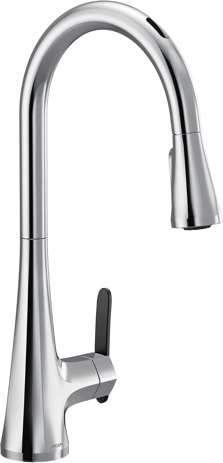 Moen S7235EVC SinemaSmart Faucet Touchless Pull Down Sprayer Kitchen Faucet with Voice Control and Power Boost, Chrome