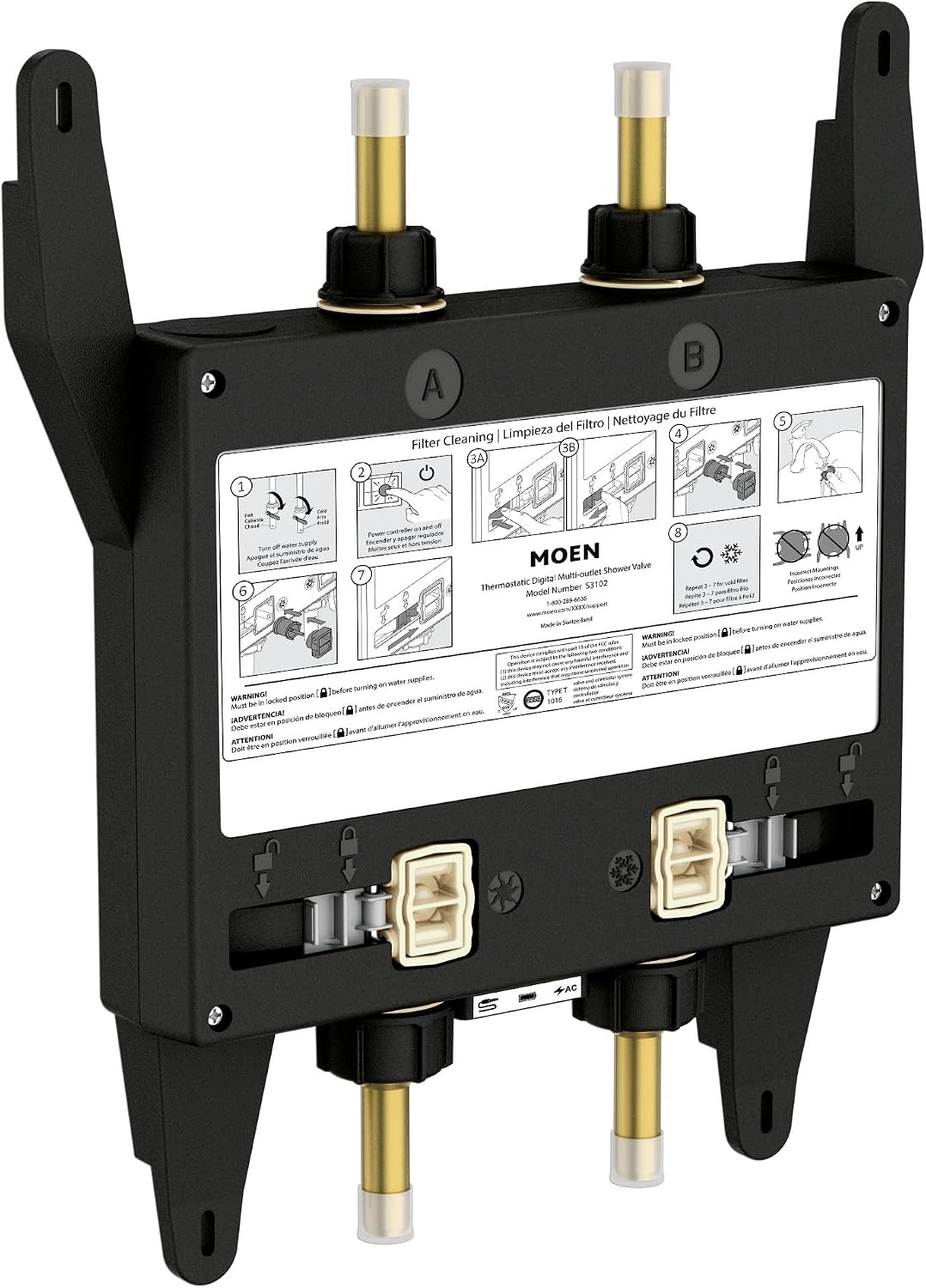 Moen Smart Water 2-Outlet Digital Thermostatic Shower Valve Kit with Standard 1/2" Connections, S3102 Valve Only