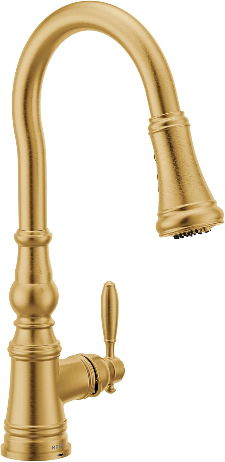 Moen Brushed Gold Weymouth 3-in-1 Water Filtration One-Handle Pulldown Kitchen Faucet, Water Filter for Sink Faucet Sold Separately, FS73004BG