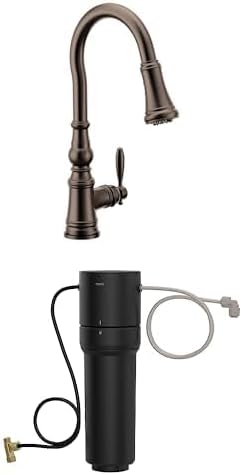 Moen Weymouth Oil-Rubbed Bronze 3-in-1 Water Filtration One-Handle Pulldown Kitchen Faucet, FS73004ORB with Moen F9800 Advanced Carbon Water Filtration System Oil Rubbed Bronze