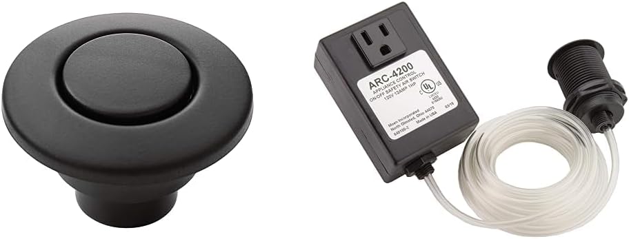 Moen Garbage Disposal Air Switch Decorative Button, Black, AS-4201-BL + Air Switch Base and Control Unit - ARC-4200, Black
