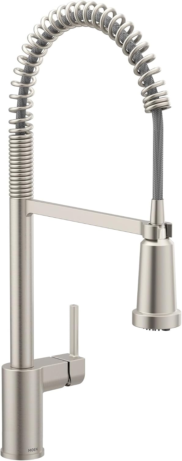 Moen Align Spot Resist Stainless 3-In-1 Water Filtration Pre-Rinse Spring Pull Down Kitchen Faucet, Water Filter for Sink Faucet Sold Separately, F5923SRS