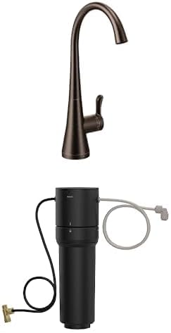 Moen Sip Oil Rubbed Bronze Beverage Faucet with High Arc Rotating Spout Plus Advanced Carbon Water Filtration System for Cleaner Drinking Water, S5520ORB + F9800