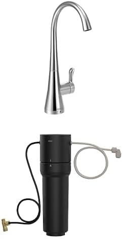 Moen Sip Chrome Beverage Faucet with High Arc Rotating Spout Plus Advanced Carbon Water Filtration System for Cleaner Drinking Water, S5520 + F9800