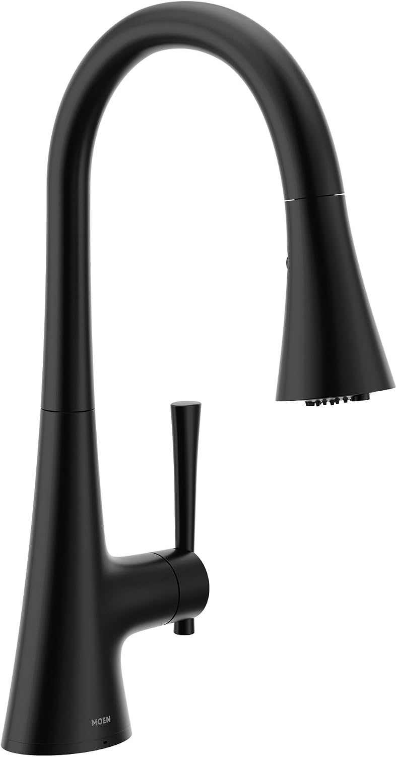Moen Kurv Matte Black 3-in-1 Water Filtration Pull Down Kitchen Faucet, Water Filter for Sink Faucet Sold Separately, F9126BL