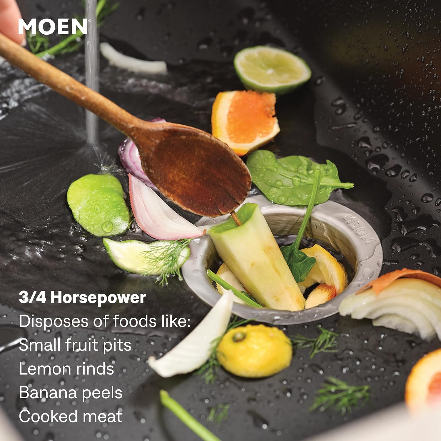 Moen EX Series 3/4 HP Garbage Disposal, Black, EX75C