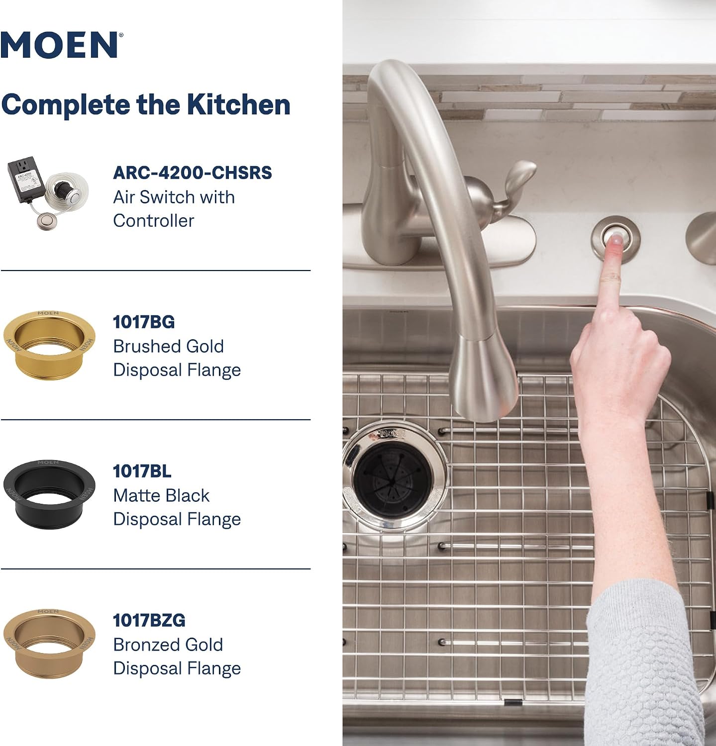Moen EX Series 3/4 HP Garbage Disposal, Black, EX75C