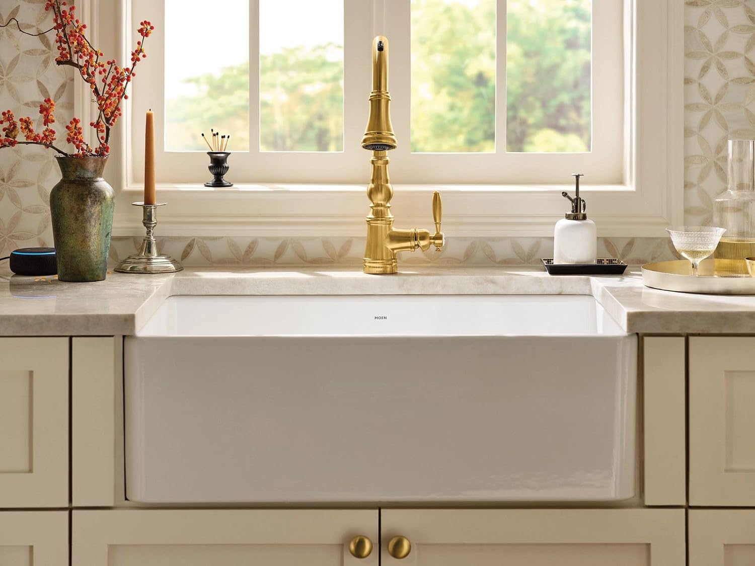 Moen FC331910 Apron-Front Fireclay Single Bowl Undermount Kitchen Sink, 33", White