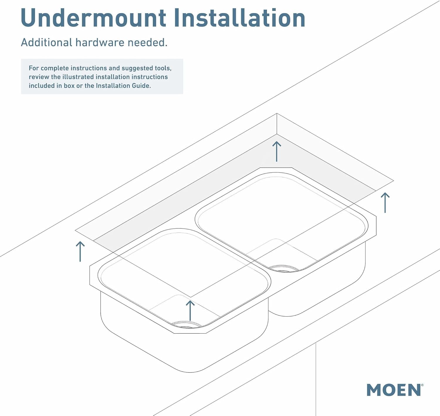 Moen 1800 Series Undermount Single Bowl Bar Sink, Stainless, GS18442