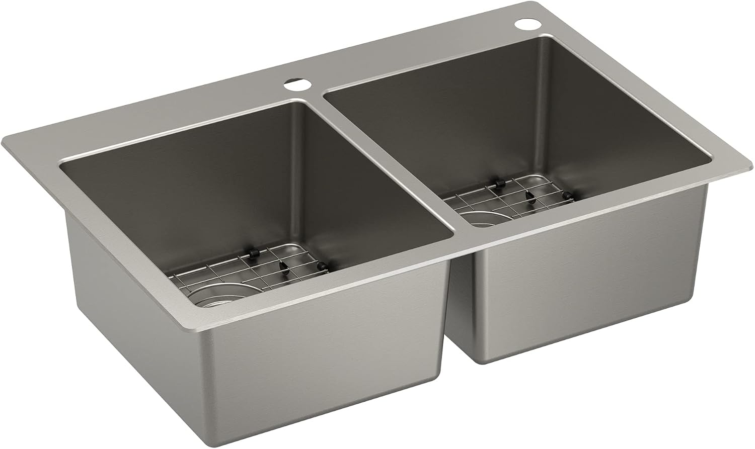 Moen Prep 18-Gauge Stainless Steel Dual Mount 33" x 22" x 9" Double Bowl Kitchen Sink with Bottom Grids Included, GS182072B