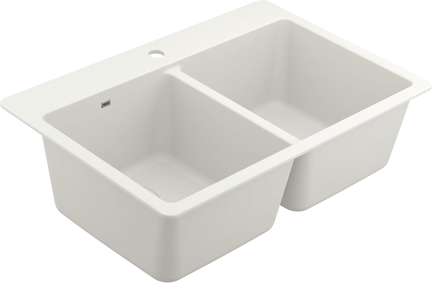 Moen Host White Granite 33-Inch Wide x 9.5-Inch Deep Dual Mount Double Bowl Kitchen Sink, GGW3028B