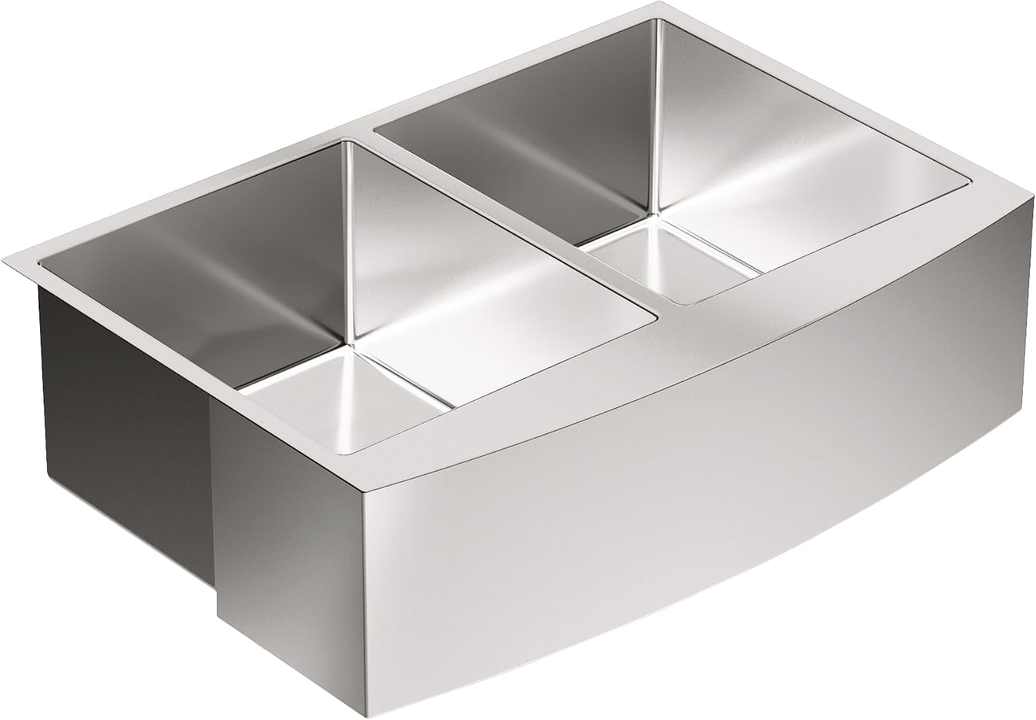 Moen Prep 18-Gauge Stainless Steel Undermount Farmhouse Apron Front 30" x 21" Double Bowl Kitchen Sink, G18220