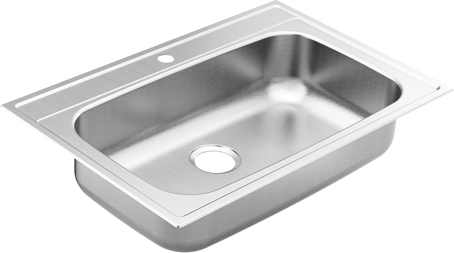 Moen GS181631BQ 1800 Series 33-inch 18 Gauge Drop-in Single Bowl Stainless Steel Kitchen Sink, 7-inch Depth, Featuring QuickMount