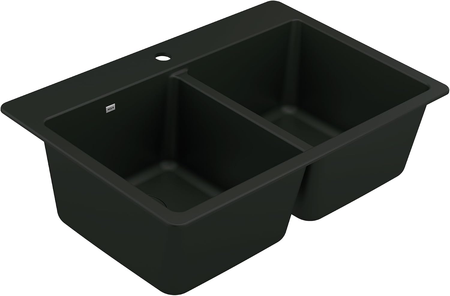 Moen Host Black Granite 33-Inch Wide x 9.5-Inch Deep Dual Mount Double Bowl Kitchen Sink, GGB3028B