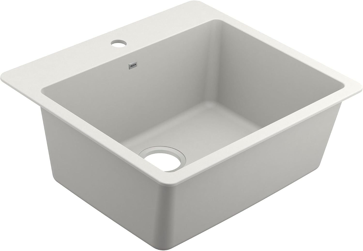 Moen Host White Granite 25-Inch Wide x 9.5-Inch Deep Dual Mount Single Bowl Kitchen or Bar Sink, GGW3019B