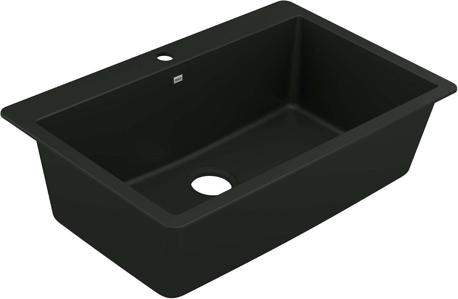 Moen Host Black Granite 33-Inch Wide x 9.5-Inch Deep Dual Mount Single Bowl Kitchen Sink, GGB3026B