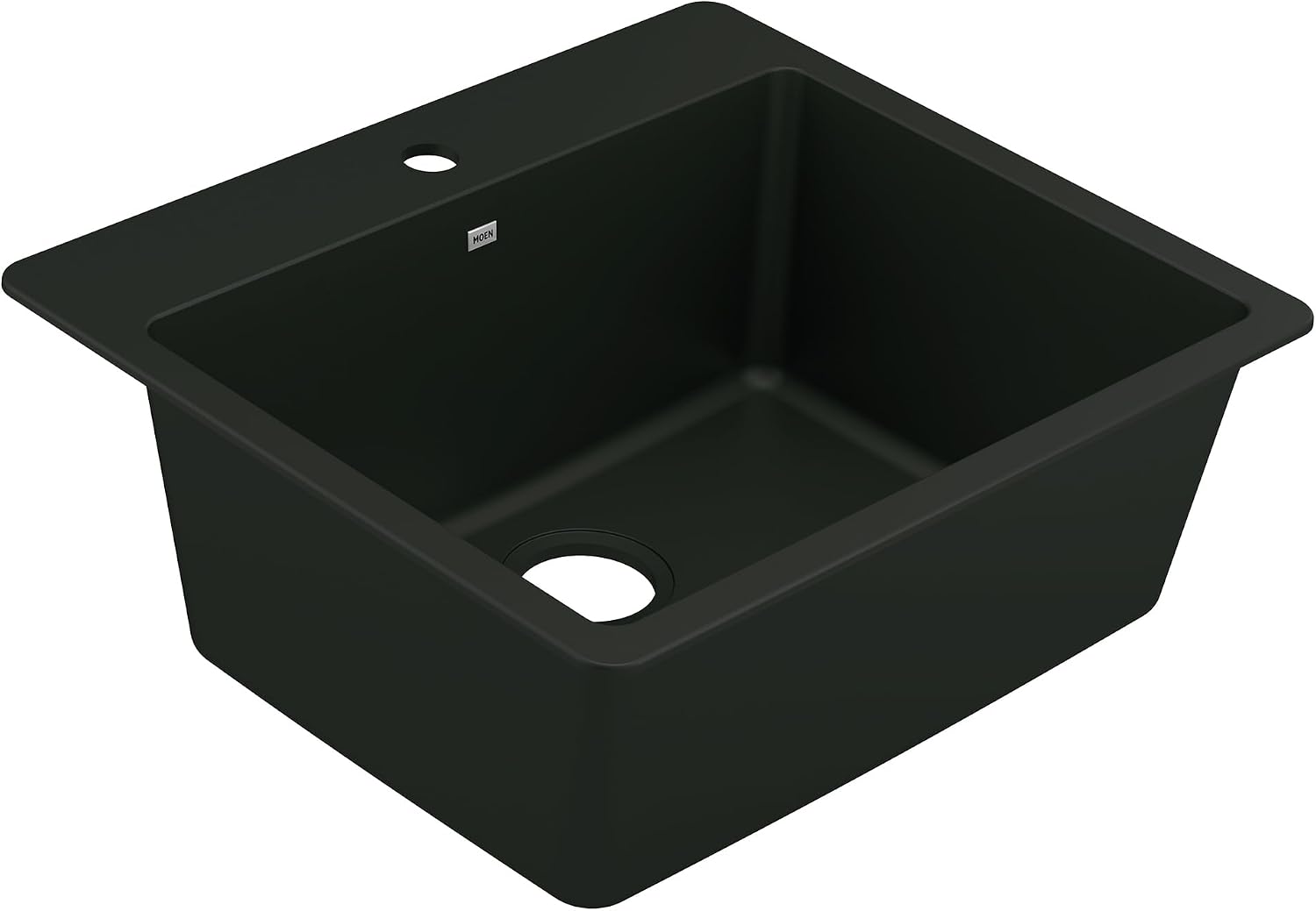 Moen Host Black Granite 25-Inch Wide x 9.5-Inch Deep Dual Mount Single Bowl Kitchen or Bar Sink, GGB3019B