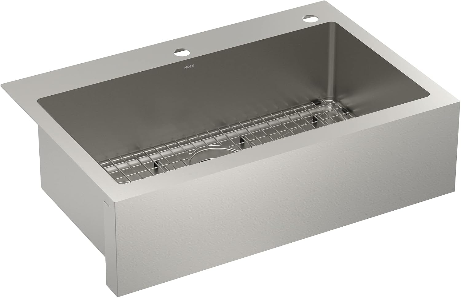 Moen Prep 18-Gauge Stainless Steel Dual Mount Apron Front 33" x 22" x 9" Modern Single Bowl Kitchen Sink with Bottom Grid Included, GS181092B