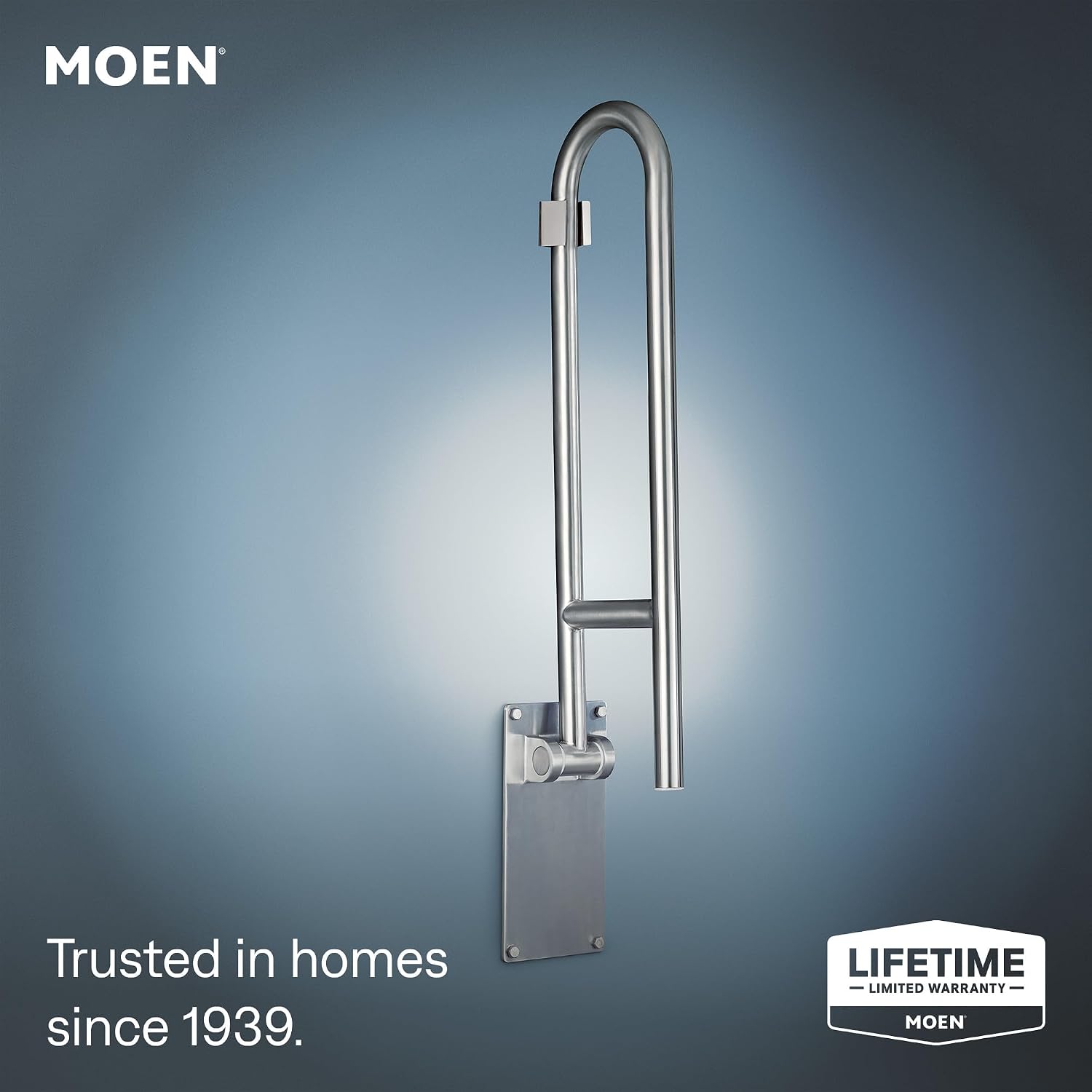 Moen R8960FD 30" Flip-Up Grab Bar, Textured Grip, Stainless Peened