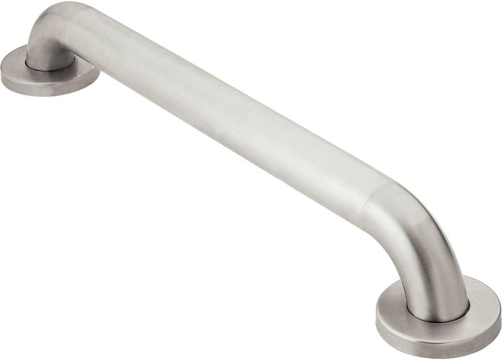 Moen Home Care Bathroom Safety 24 Inch Stainless Steel Handicap Grab Bar for Bathtub and Shower, Elderly Assistance Product with Concealed Screws, Polished Brass, R8924P