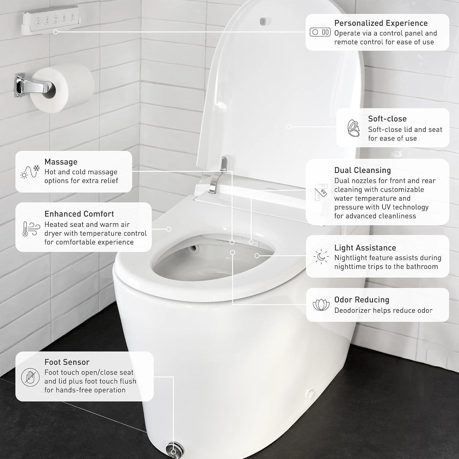 Moen Bidet Toilet with Hands-Free Functionality, White, ET2200