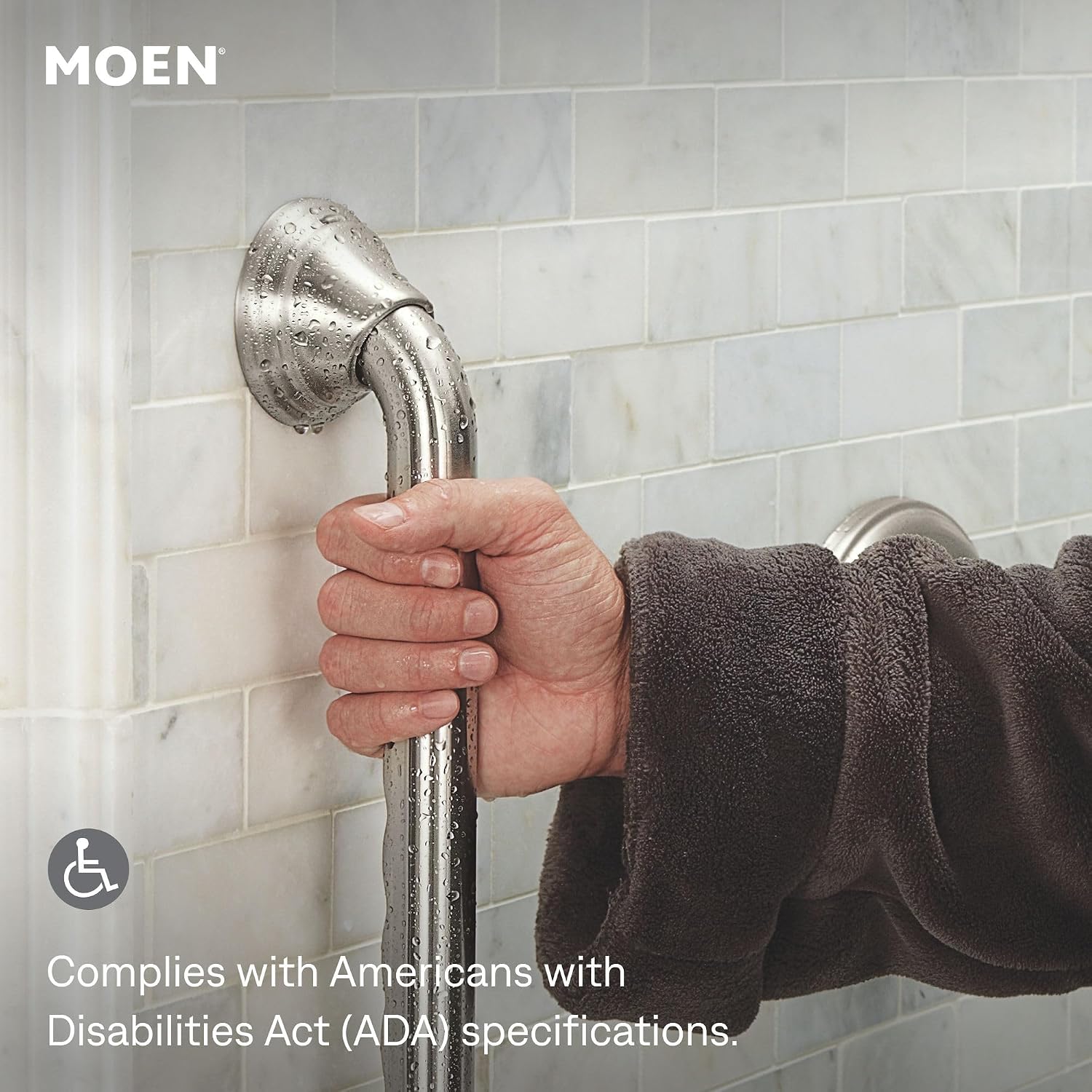 Moen LR8716D3BN 16-In Brushed Nickel Grab Bar