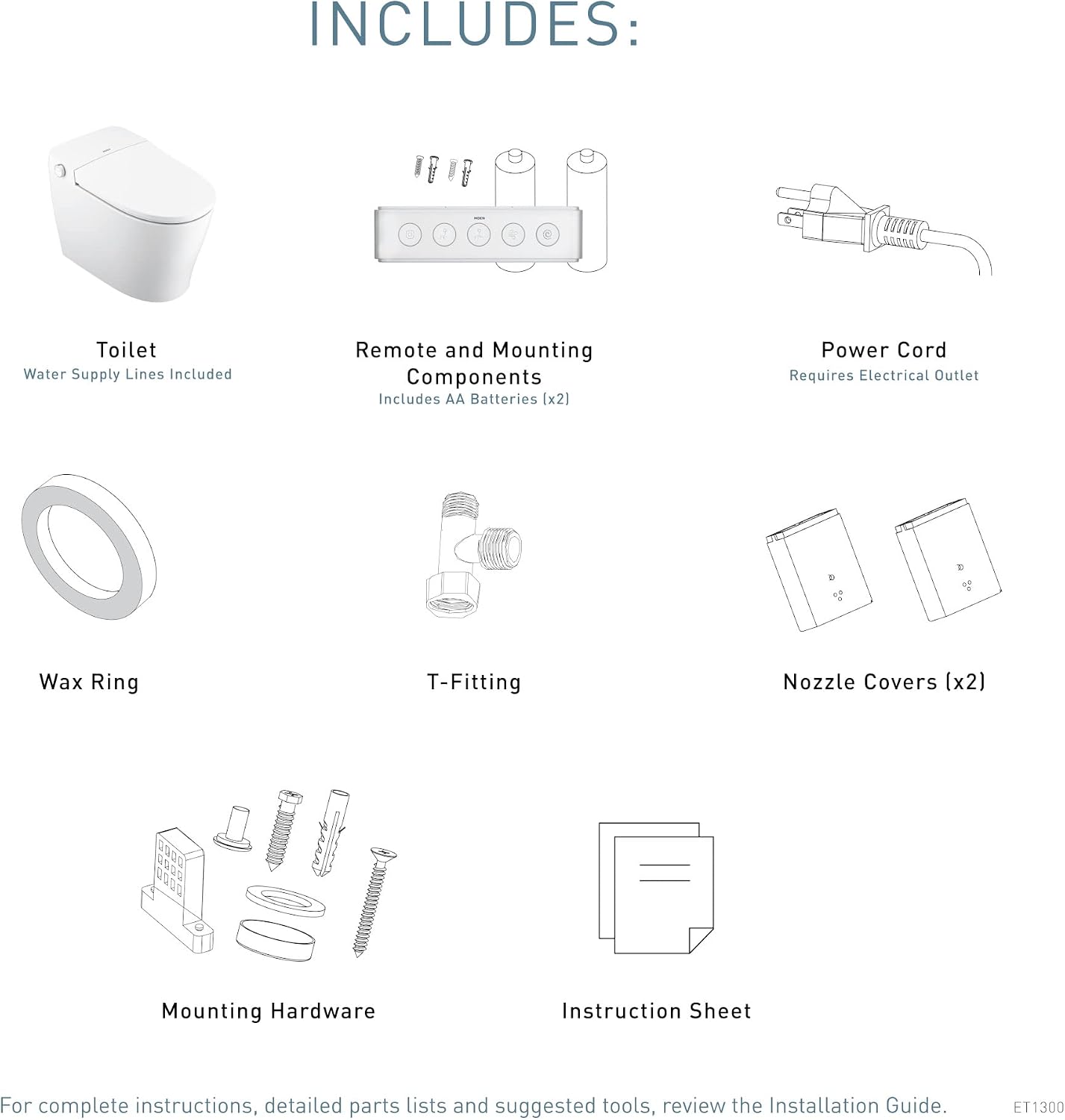 Moen 3-Series Tankless Bidet Toilet with Heated Seat, White, ET1300