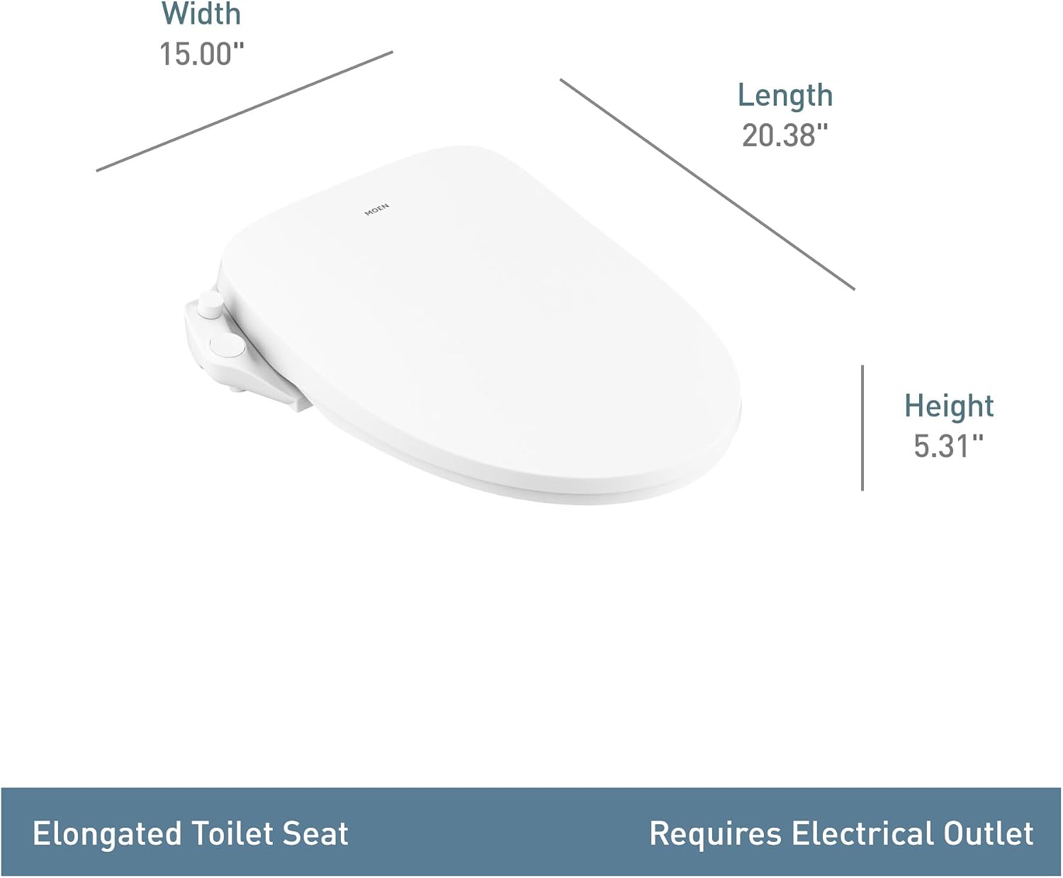 Moen EB1000 3-Series Standard Electronic Bidet Toilet Seat, White