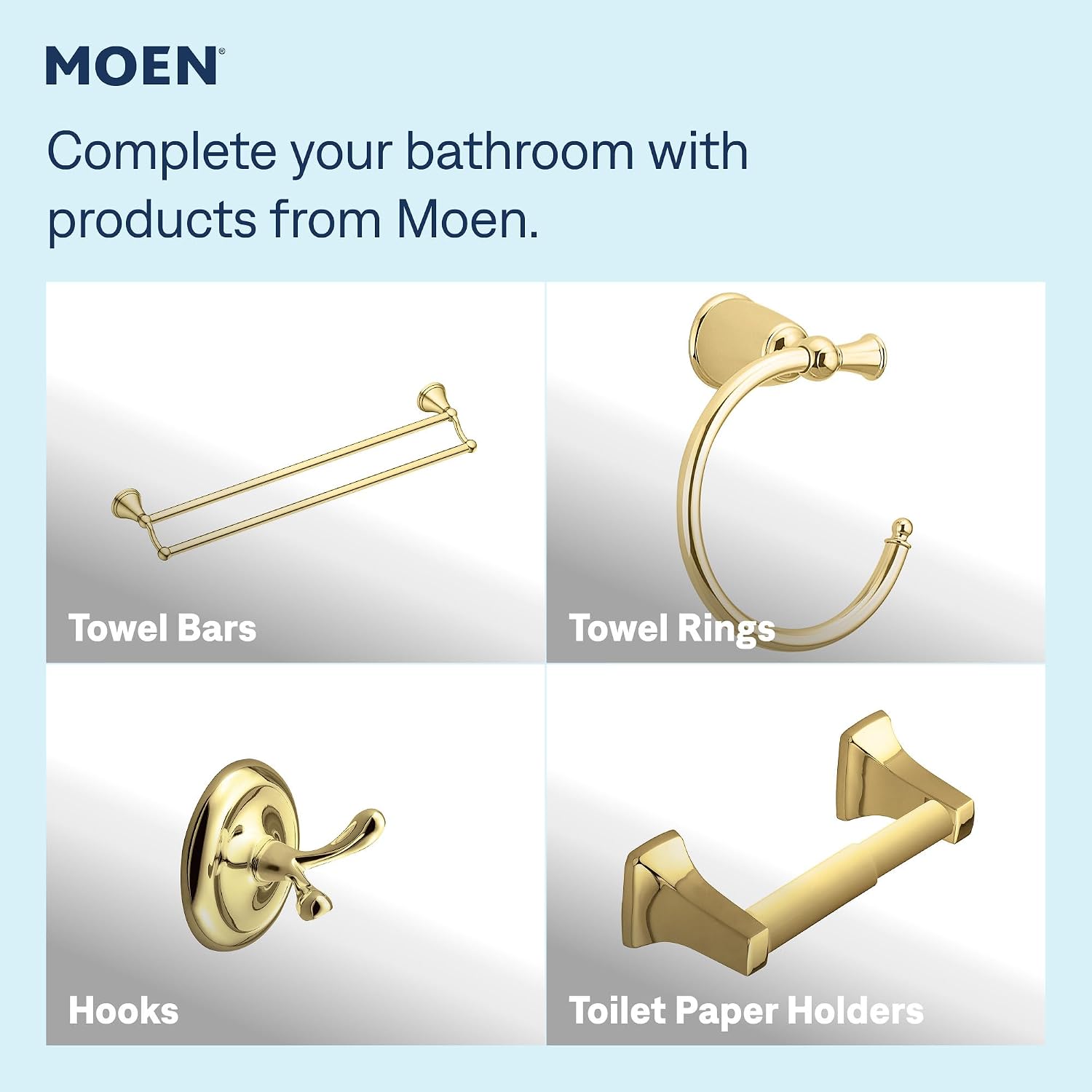 Moen R8724PB Home Care Shower Grab Bar, Polished Brass, 24-in