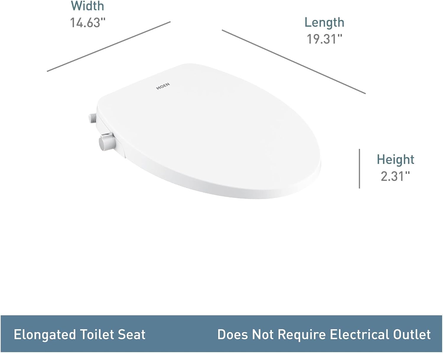 Moen Non-Electronic Manual Bidet Toilet Seat, White, EB500-E