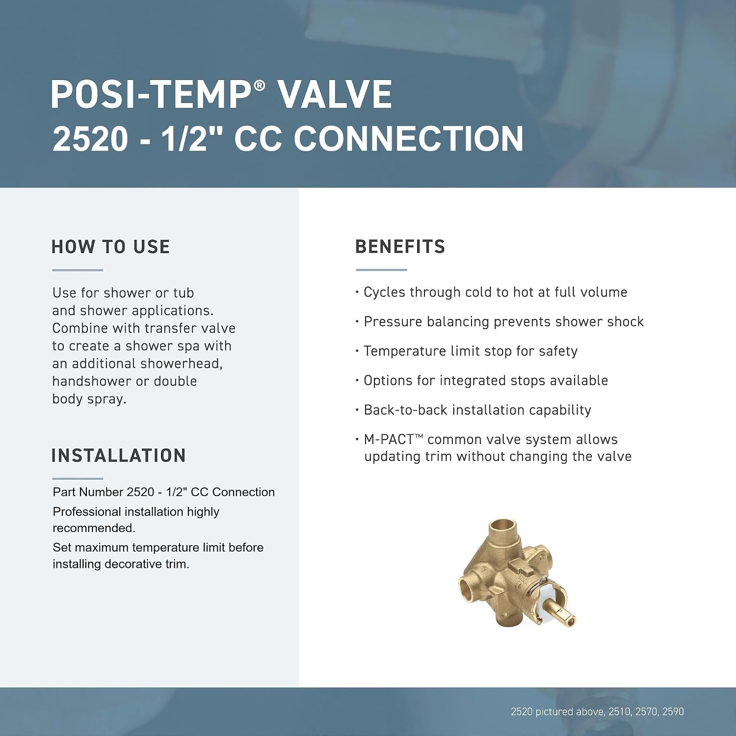 Moen 2520 Posi-Temp Pressure Balancing Shower Valve
