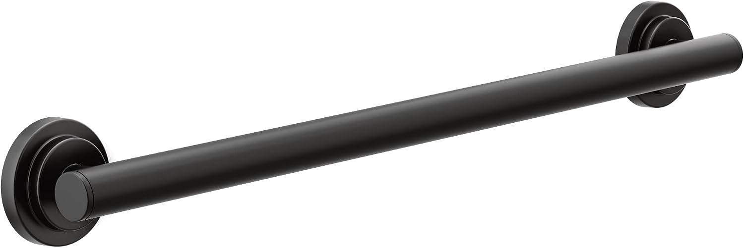 Moen YG0724BL Bathroom Safety 24-Inch Stainless Steel Modern Bathroom Grab Bar Matte Black