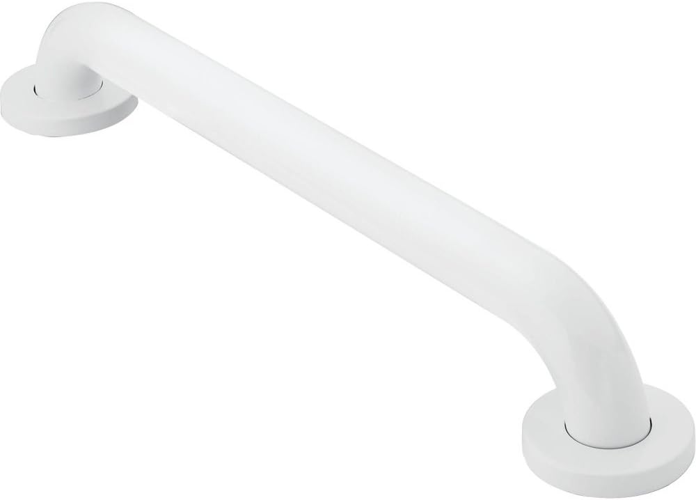 Moen R8716W Bathroom Safety 16-Inch Stainless Steel Bathroom Grab Bar with Concealed Screws, Glacier White